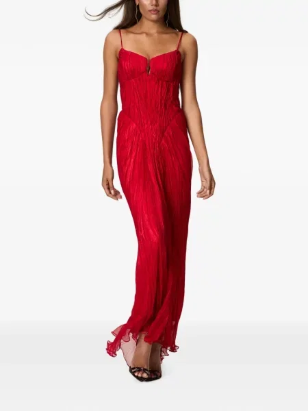 Rochie maxi Norina St cu șireturi din șifon roșu