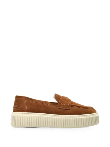 Chiloți Furla din piele de căprioară slip-on maro