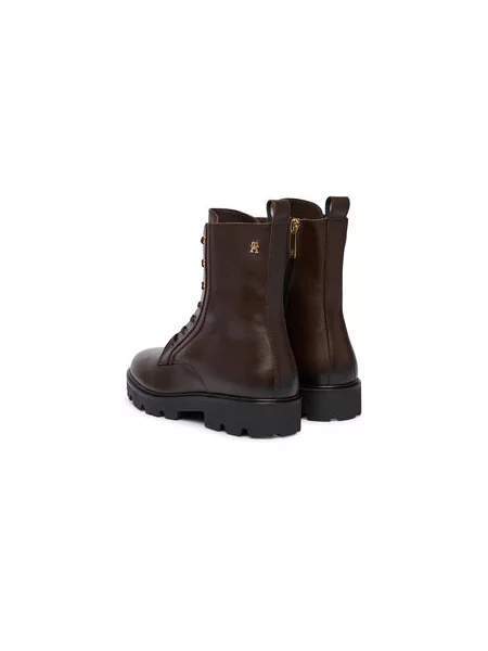 Kotníková obuv Tommy Hilfiger TH Stud Leather Lace-Up Boot hnědá