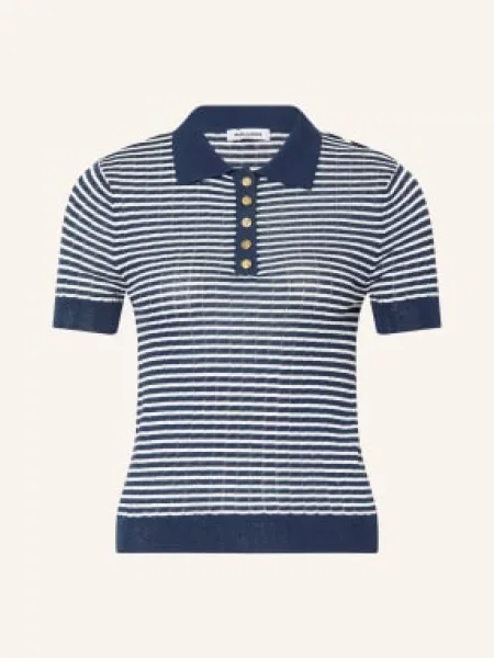 More & More Pletené Polo Tričko tmavě modrá bílá