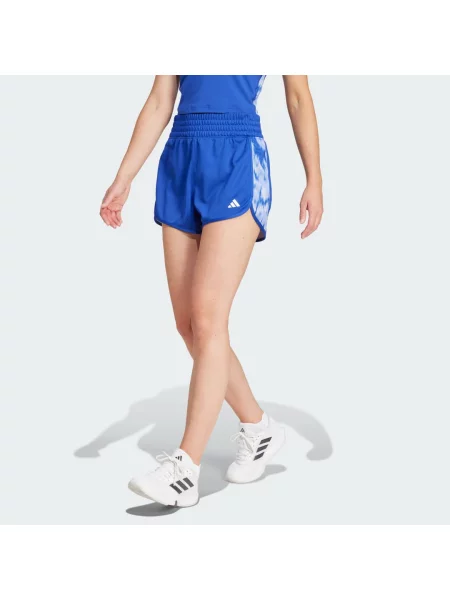 Dzianinowe szorty Adidas w kwiatki z nadrukiem niebieskie