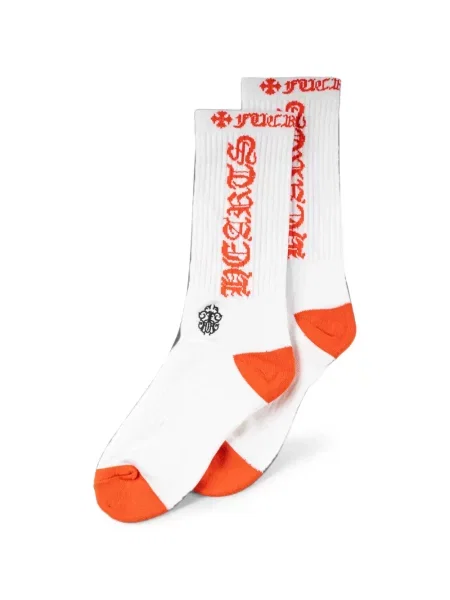 Șosete Chrome Hearts tricotate cu imagine cu motiv cu inimi alb