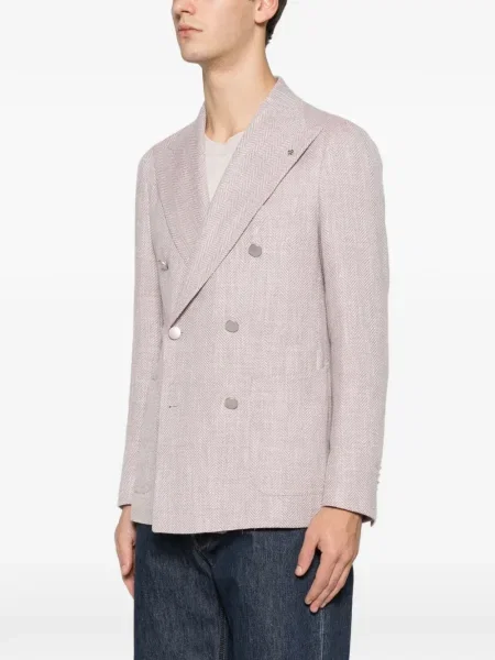Sacou Tagliatore cu model herringbone roz