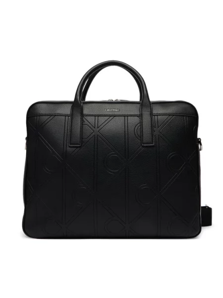 Calvin Klein Torba za prenosnik Emblem Aop Emboss Commuter črna
