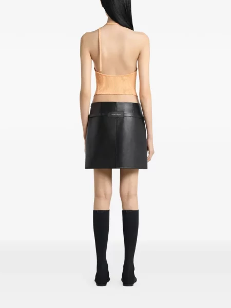 Top Courreges tricotate cu nervuri portocaliu