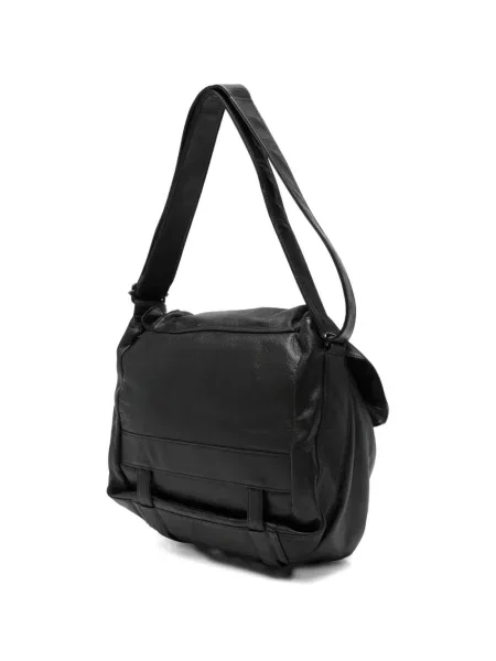 Kožená shopper kabelka Yohji Yamamoto s přezkou černá
