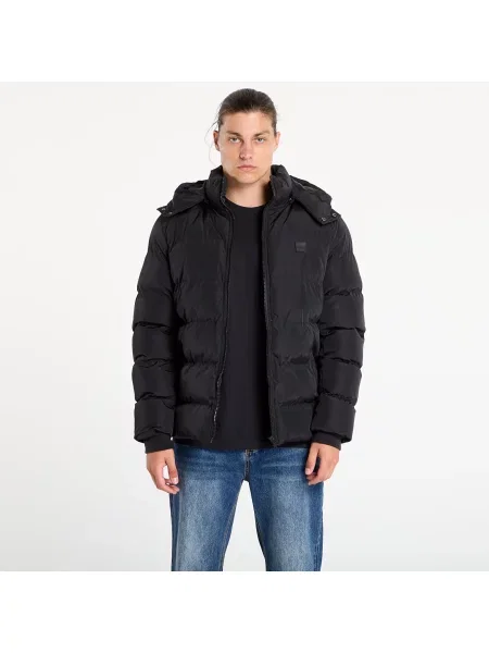 Μπουφάν Urban Classics Hooded Puffer Jacket Black XL μαύρο