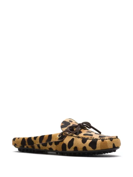 Kapcie Car Shoe z nadrukiem w panterkę brązowe