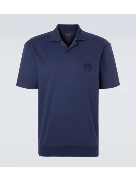 Polo Giorgio Armani din jerseu albastru