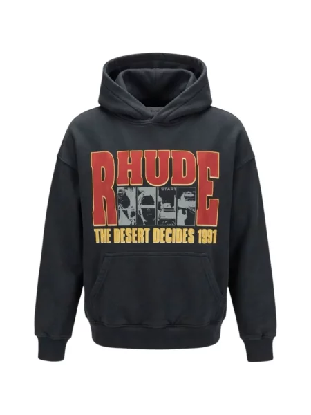 Hanorac cu glugă Rhude cu imagine negru