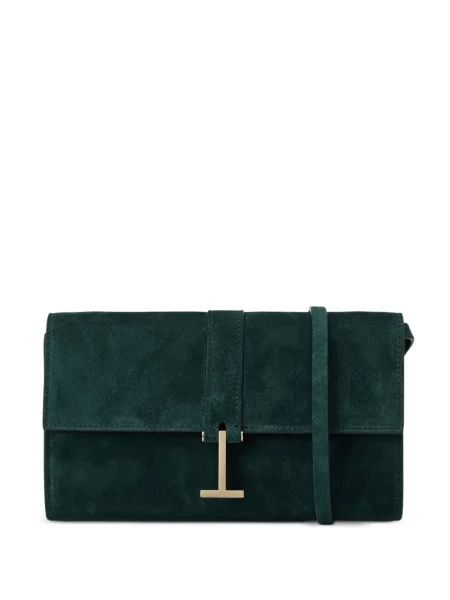 Geantă plic Tom Ford din piele de căprioară verde