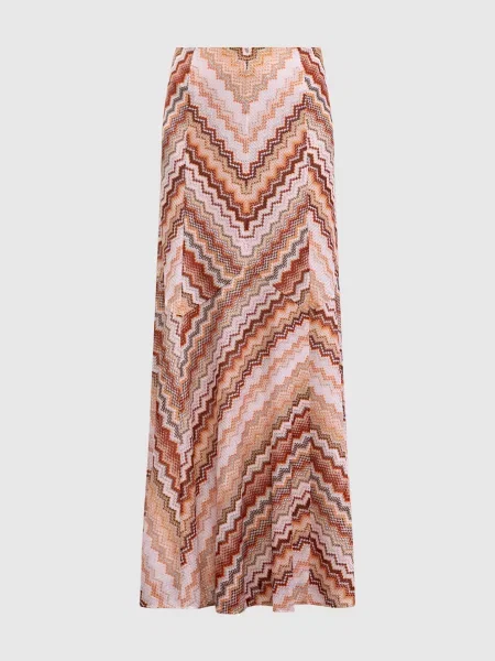 Спідниця максі в брендовий візерунок з люрексом Missoni коричнева