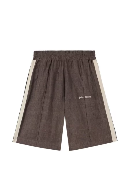 Pantaloni scurți Palm Angels clasici cu autograf maro
