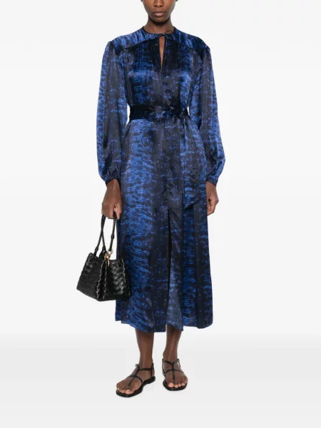 Rochie midi Isabel Marant cu imagine cu imprimeu abstract albastru