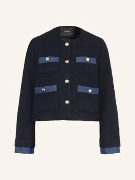 Maje Kurtka Z Bouclé blau granatowa