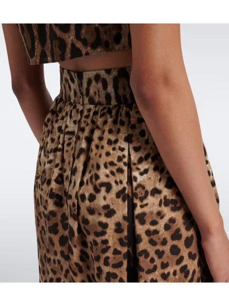 Fustă midi Dolce&gabbana cu imagine cu model leopard maro