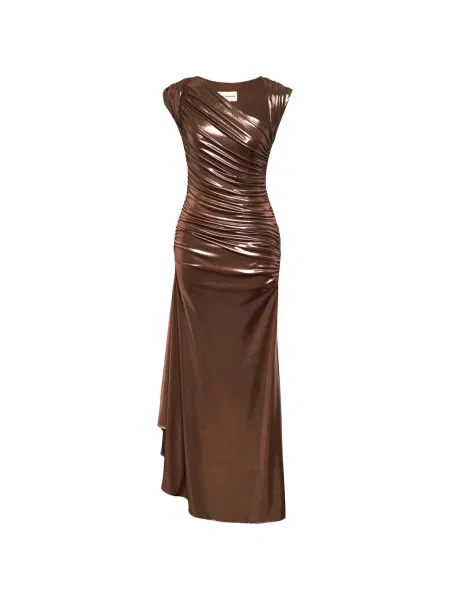 Rochie Post Meridiem asimetrică de costum maro