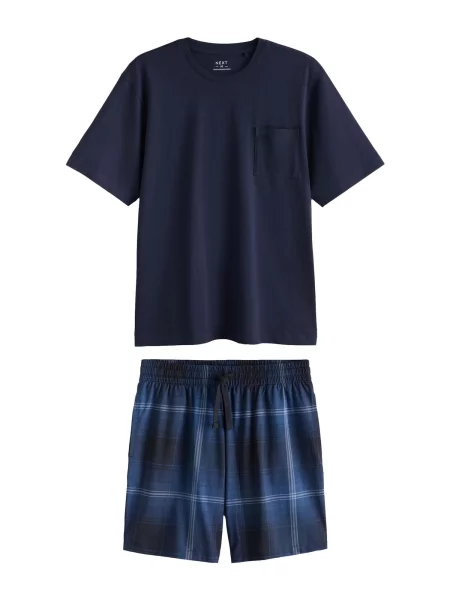 Next Pijama scurtă bleumarin / albastru închis alb