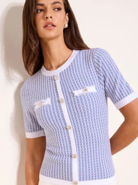 Lipsy Pulover azuriu alb