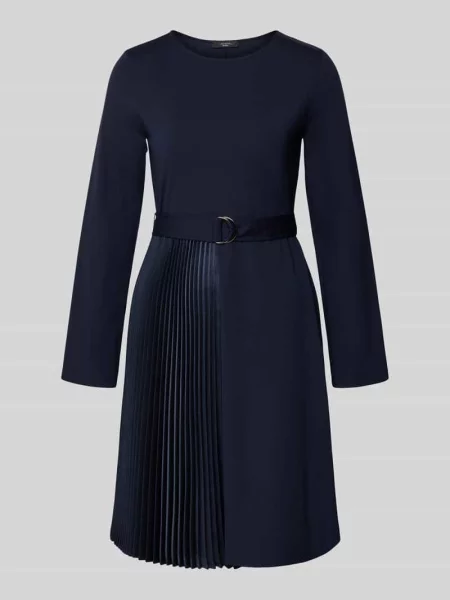 Sukienka z dżerseju o kroju regular fit z dodatkiem lyocellu model ‘TALAMO’ Weekend Max Mara granatowa