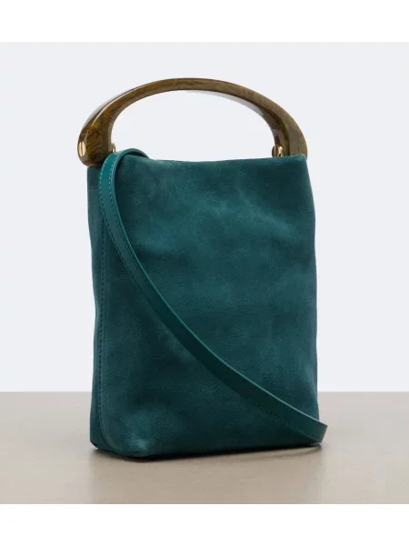 Top Dries Van Noten din piele de căprioară albastru