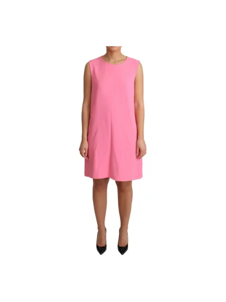 Lniana sukienka Dolce And Gabbana różowa