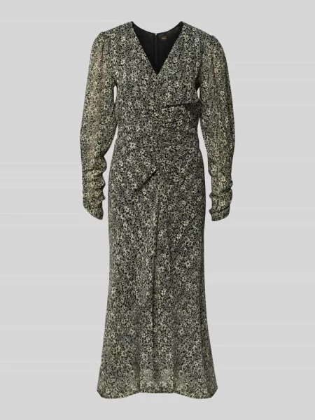 Taliowana sukienka casualowa ze wzorem na całej powierzchni Boss Orange czarna