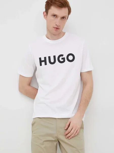 HUGO t-shirt z nadrukiem biały