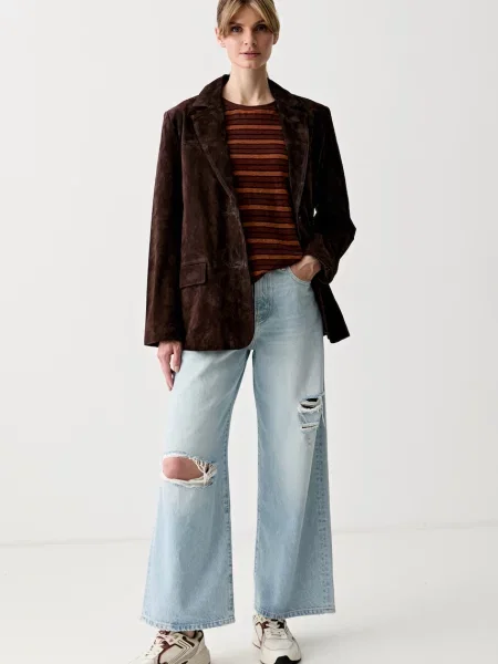 Calvin Klein Jeans rifle wide leg dámske modrá