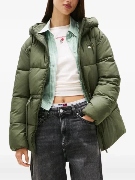 Geacă de blugi Tommy Jeans cu glugă verde