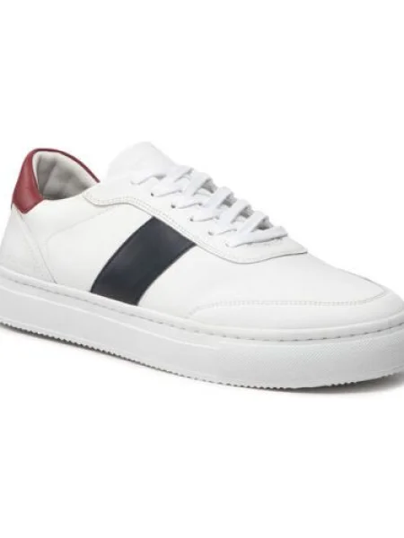 Sneakerși Tommy Hilfiger din piele cu dungi alb