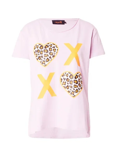 Miss goodlife Tricou XO Leo Hearts ciocolatiu / galben închis / mov prună alb