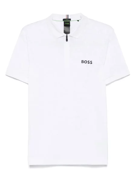 Polo Boss din jacard alb