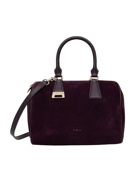 Furla torebka crossbody zamszowa Olivia M Boston Bag fioletowa