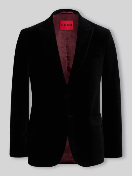 Smoking o kroju slim fit z fakturą aksamitu Hugo czarny