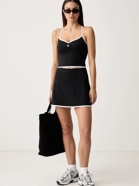 Le Privé fustă VARSITY SKIRT negru