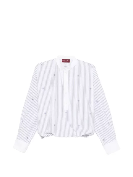 Bluză Gucci cu broderie cu dungi alb