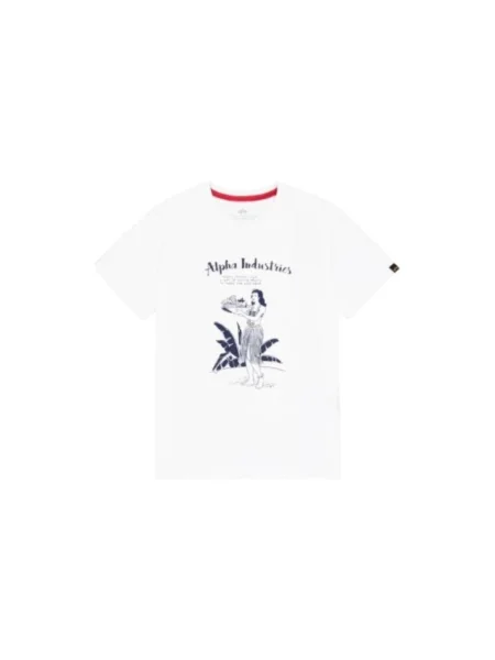 Alpha Industries pánske tričko Hawaii white biela