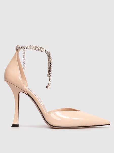 Шкіряні лакові босоніжки Jimmy Choo бежеві