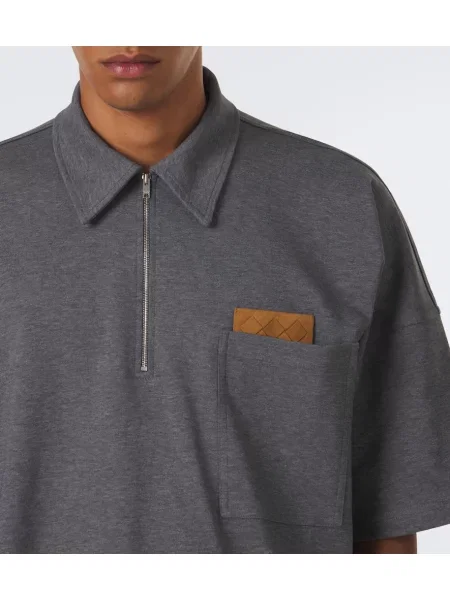 Tricou polo Bottega Veneta gri