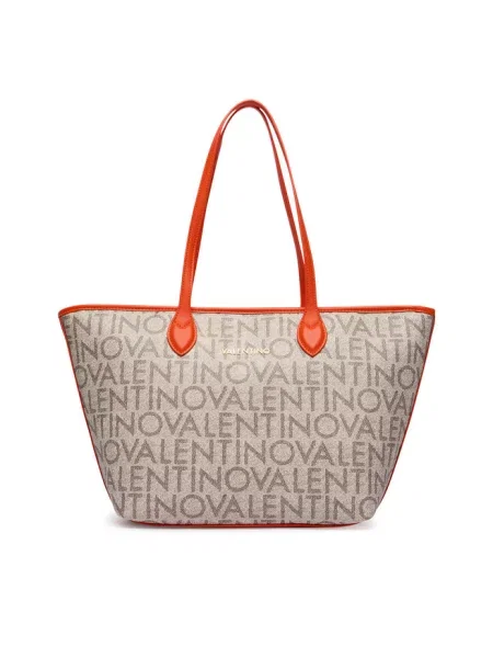 Lniana torebka Valentino Bags szara