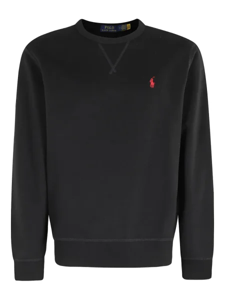 Pulover Polo Ralph Lauren cu broderie de jumătate de fermoar negru