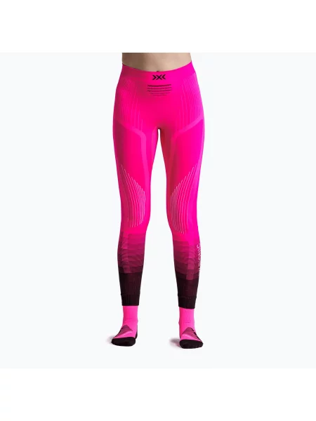 Pantaloni termoactivi pentru femei X-Bionic Invent Graphics fluo pink/x white alb