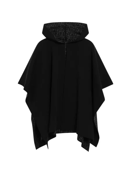 Poncho Fendi cu glugă cu autograf negru
