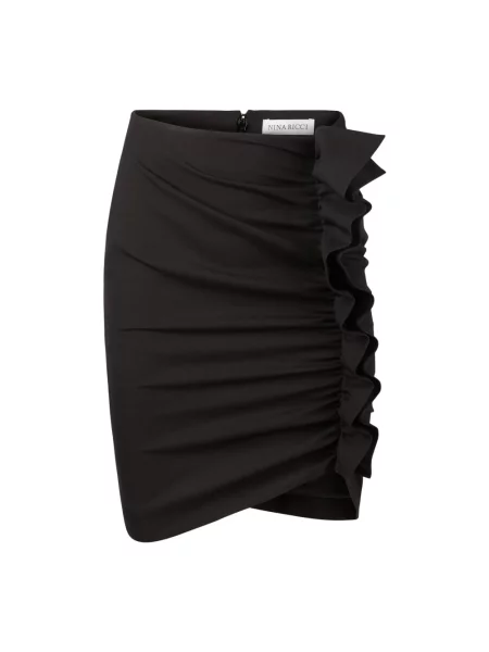 Spódnica midi Nina Ricci do kolan skórzana drapowana czarna