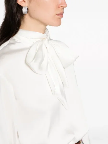 Σατέν τοπ Ralph Lauren Collection με φιόγκο λευκό