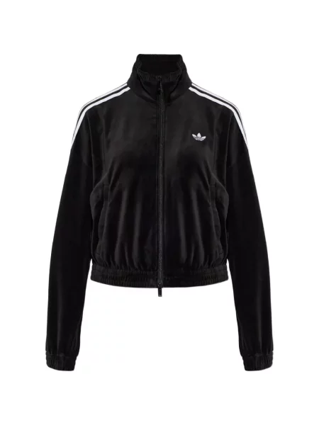 Hanorac Adidas cu broderie din velur cu șireturi negru