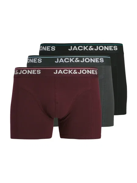 JACK & JONES Boksarice siva / vinsko rdeča črna