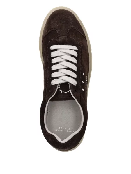 Sneakerși Copenhagen cu șireturi din piele de căprioară maro