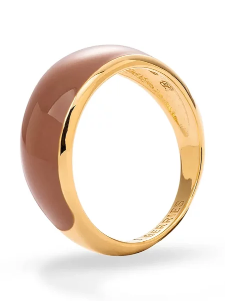 BERRIES inel pentru femei din argint placat cu aur cu email Viva Mocha Mousse Mini Ring